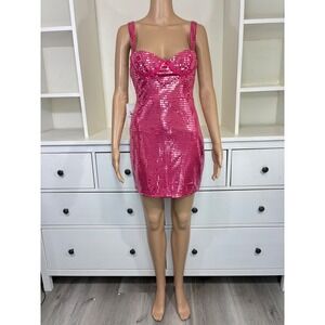 Uku Pink Sequin Bustier Mini Dress Bodycon Party Clubwear Size 2 NEW